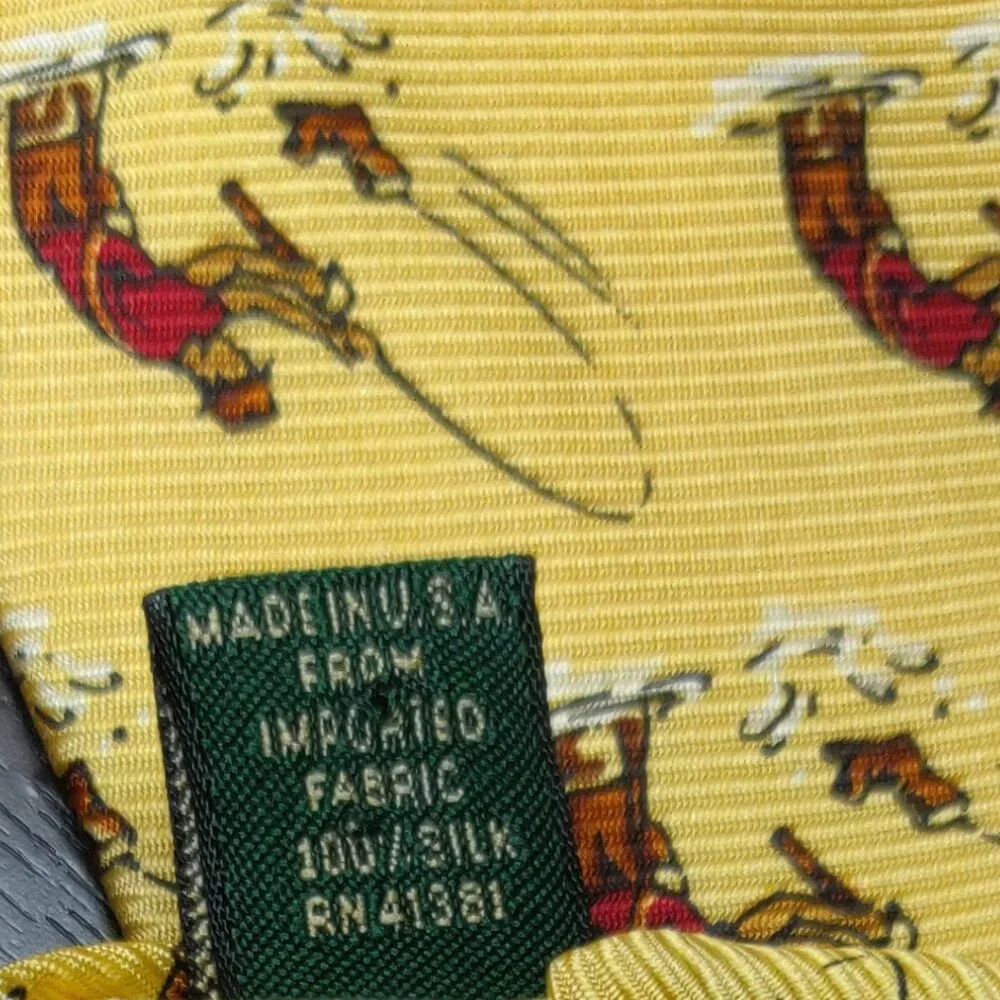 Lauren Ralph Lauren 100% Silk Fisherman Tie Yellow